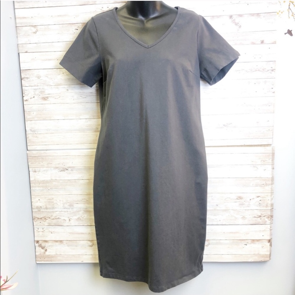 Charcoal Gray Long Stretchy T-shirt Dress
